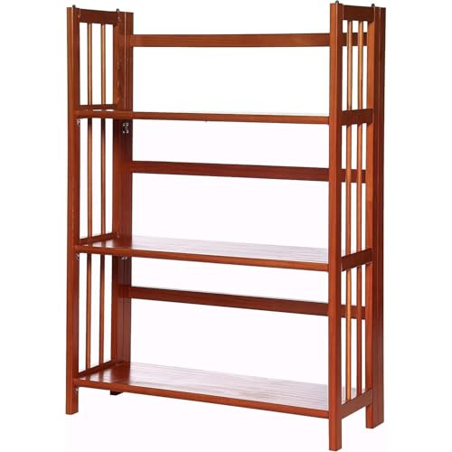 HomeStock 3-Shelf Stackable Folding Office Wood Furniture Bookcase, Contemporary Home and Office Furniture, Sturdy Wooden Shelving Storage Mahogany/27.5 Inch - color: Mahogany, size: 27 5 Inch