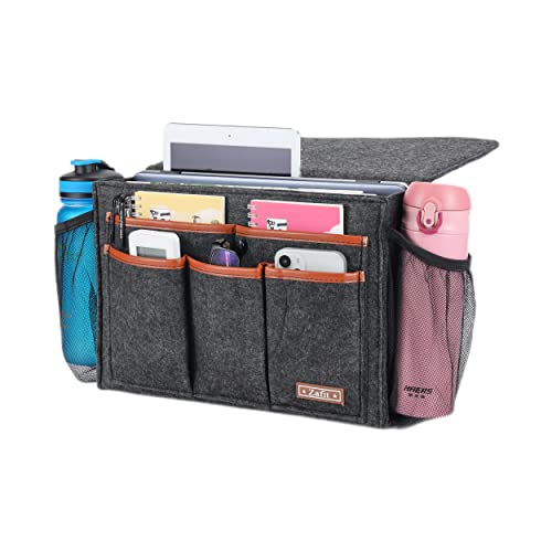 Zafit Bedside Caddy, Large Size Bedside Storage Organizer Bedside Organizer Caddy for Magazine Remotes Phone (13.4'' x 18.1'' Plus Size, Dark Grey) - color: Dark Grey, size: 13.4'' x 18.1'' Plus Size