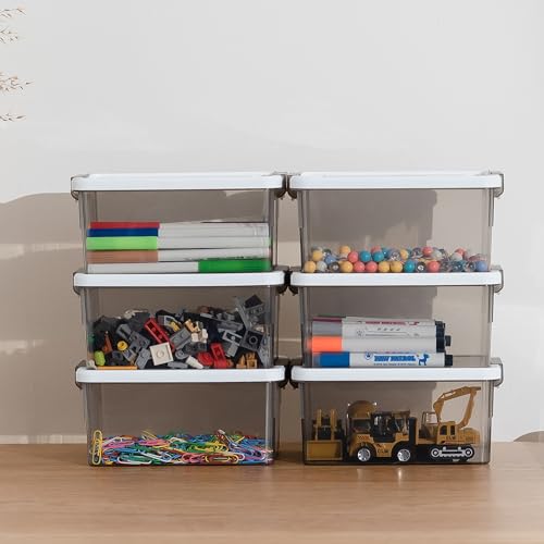 Citylife 1.32 QT 10 Pack Small Storage Bins Plastic Storage Container Stackable Box with Lids for Organizing, Clear Grey. - color: Clear Grey, size: 1.3 QT(10 Pack)