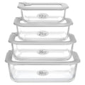 Glass Food Containers with Glass Lid, Microwave Safe Food Storage Container Set, 4 Pack, Airtight Storage Set with Leak Proof Lids, Meal Prep Containers - color: Grey-J4R