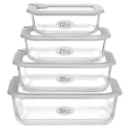Glass Food Containers with Glass Lid, Microwave Safe Food Storage Container Set, 4 Pack, Airtight Storage Set with Leak Proof Lids, Meal Prep Containers - color: Grey-J4R