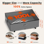 XXXL 100L Under Bed Storage with Wheels, Rolling Storage Containers with Support & Clear Lid, Heavy-Duty Metal Frame, Easy Pull-out, Underbed Storage Bins for Clothes, Shoes, Blankets, and Toys 2 pack - size: 100L-2pack
