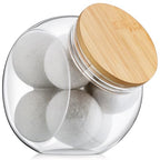 Teenyyou 1 Pack Dryer Ball Holder for Laundry Room Plastic Laundry Pods Container 0.56 Gallon Bathroom Jar Container Dishwasher Pods Detergent Organization Dispenser with Bamboo Lid