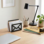 MyGift Black Metal Desktop Mail Holder with Cutout Envelope Design Home and Office Desk Letter Organizer - color: Black