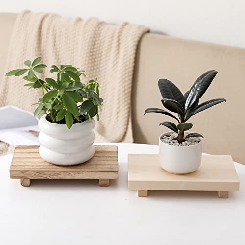 zoocatia Small Wood Tray Pedestal Stand Farmhouse Bathroom Decor Decorative Wooden Riser Kitchen Soap Dish Holder for Vanity, Counter, Sink, 9" x 5.9" - Brown - color: Brown, size: 9" x 5.9" x 1.6"