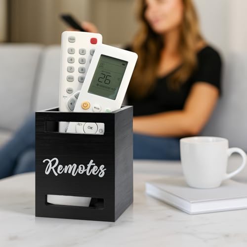Small Remote Control Holder Wall Mount Wooden Remote Caddy Organizer for Bed Table TV Controller Box Storage Bedside Table Organizers Remotes Control Wall Holders Nightstand Accessories Black Caddy - color: Black, size: 1 Slot