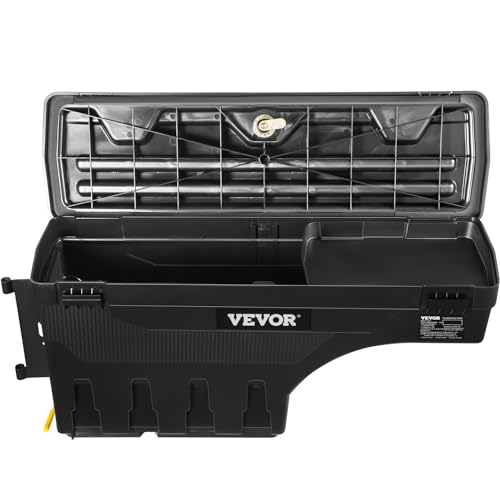 VEVOR Truck Bed Storage Box, Lockable with Password Padlock, 6.6 Gal/25 L ABS Wheel Well Tool Box, Waterproof and Durable, Compatible with Ford F-150 2015-2021, Drivers Side (Left) - size: Driver Side, style: F150