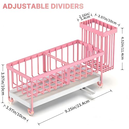 Cisily Sponge Holder for Kitchen Sink, Sink Caddy Organizer with High Brush Holder, Kitchen Countertop Organizers and Storage Essentials, Rustproof 304 Stainless Steel (Pink, 9.25″) - color: Pink