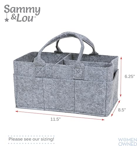 Sammy & Lou Collapsible Light Gray Felt Storage Caddy, Divided Design To Keep Diapers, Wipes And Changing Items Organized, Two Handles, 11.5"D x 6"W x 8"H - color: Light Gray, size: 11.5 in x 6 in x 8 in
