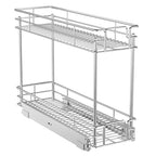 ROOMTEC Pull Out Spice Rack for Narrow Cabinet (5½" W X 21" D),2 Tier Slide Out Cabinet Organizer and Pull Out Shelves Under Cabinet Storage for Kitchen, Chrome - size: 5½" W x 21" D, 2 Tier