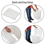 Mind Reader 61L Foldable Laundry Hamper, Clothes Basket, Lid, Wicker Design, Plastic, 18"L x 14.5"W x 21.25"H, White - color: White