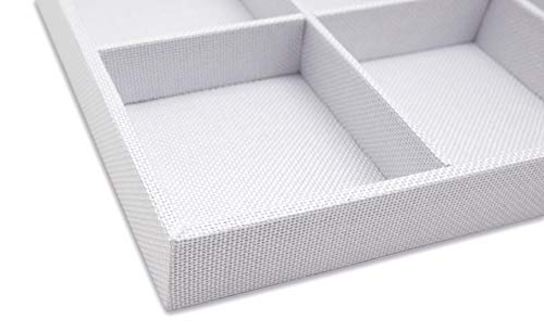 The Display Guys - Stackable Jewelry Tray and Organizer - for Drawers, Dressers, Store Display (18 Compartments, White Burlap) - color: Burlap White, size: 18 Compartments