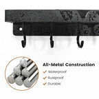 niffgaff Black Key Holder Wall Mount, Stainless Steel Self Adhesive Hooks Rack with Shelf, No Drill Key Hanger for Door and Wall - color: Black