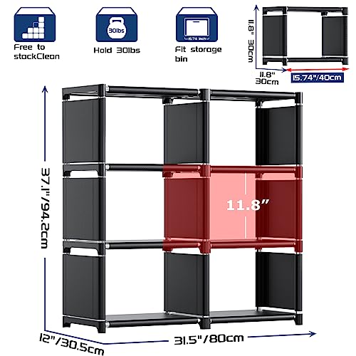 Mavivegue Book Shelf, 6 Cube Storage Organizer, DIY Bookcase, Metal Cube Bookshelf,Tall Book case for Bedroom, Living Room,Office,Closet Storage Organizer, Black Cubicle Storage Rack - color: Black, size: 6-Grid