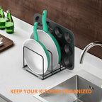 KORRTFID Kitchen Cabinet Organizer, 2PCS Steel Cookware Holder, Divided Holder with 3 Slots for Skillets Baking Tray and Chopping Board Rack - Pan Holder Storage (2.2 Inch Width Slots) - style: 2.2 Inch Width Slots(2PCS)