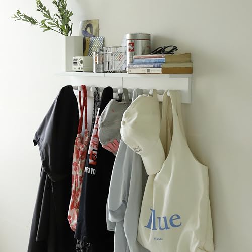 Entrance Coat Rack ，Coat Hooks, Wall-Mounted Wooden Hook Rack, Wall-Mounted Shelves are Very Suitable (White Color Finish—A-1) - style: White color finish—A-1