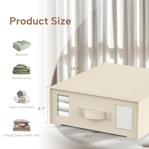 Criusia Bed Sheet Organizers and Storage, 4 Pack Foldable Linen Closet Organizers – Bedding Holder for Sheet Set (King/Queen Sizes), Duvet Covers, Blankets (Beige) - color: Beige, size: 4PACK