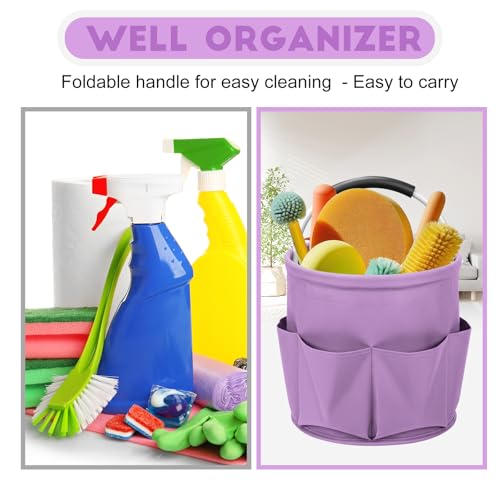 Cleaning Caddy for Cleaning Supplies,17L Cleaning Supply Caddy with Handle Foldable Cleaning Supplies Organizer Bucket Cleaning Products Organizers for Home, Garden (Purple) - color: Purple