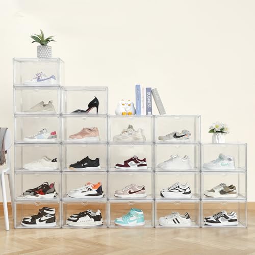 Shoe Boxes Clear Plastic Stackable Acrylic Sneaker Shoe Display Case Transparent Display Case Clear Storage Bins With Lids Acrylic Boxes for Display Shoe Organizer Containers - size: Side Door-1pcs
