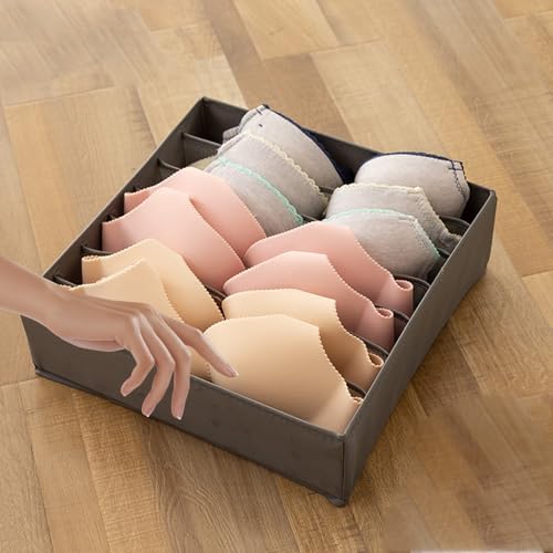 1 Pcs Drawer Organizer Storage Box for Underwear Socks Closet Divider for Wardrobe Dresser Vanity Space Saving Use(7-Grid Grey) - color: Grey-5, size: 12.6X12.6X3.4inch