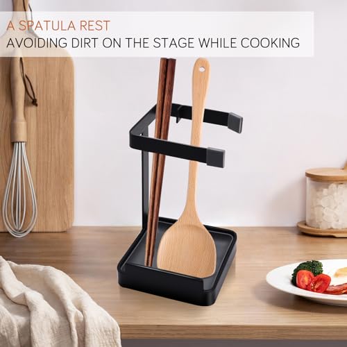 vocheer Pot Lid Holder, Kitchen Organizer Rack Spoon Rest Rack Holder-Lid Stand for Utensils in Kitchen, Black - color: B