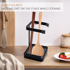 vocheer Pot Lid Holder, Kitchen Organizer Rack Spoon Rest Rack Holder-Lid Stand for Utensils in Kitchen, Black - color: B