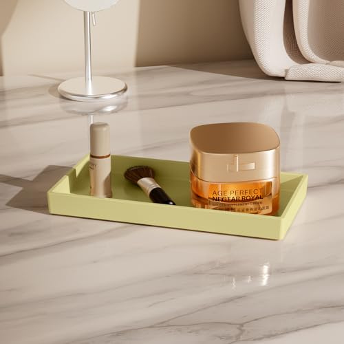 Vanity and Bathroom Tray, 7.7" ABS Countertop Organizer,Waterproof Vanity Tray for Toilet Tank,Perfume,Soap,Keys,Bathroom Accessories,Kitchen and Bath Trays,Non Slip Small Trays,Gold - color: Gold, size: 7.7" x 4" x 0.7"