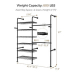 Closet Organizers and Storage, 2-Row Heavy Duty Garment Rack Clothes Rack for Hanging Clothes, Wall Mounted Closet System with 2 Telescopic Rods, 3 Hooks, 6 Shelves for Wardrobe, Bedroom, Small Space - style: 2-Row