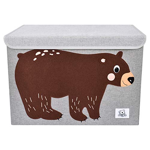 CLCROBD Foldable Large Kids Toy Chest with Flip-Top Lid, Collapsible Fabric Animal Toy Storage Organizer/Bin/Box/Basket/Trunk for Toddler, Children and Baby Nursery (Bear) - color: Bear
