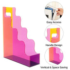Acrylic File Organizer, Vertical Magazine File Holder, Cute Desk Storage for Holds Files Papers Magazines, Colorful
