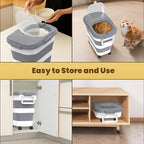 HOYTAMDA 25-35Lbs Rice Container,Collapsible Airtight Food Storage Containers with Wheels,Handle,Rice Storage Container with Small Bin and Scoop,Rice Dispenser for Flour Sugar Cereal Grain Dog Cat - color: Grey/25-35lbs