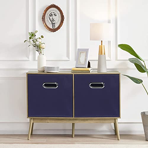 Fabric Cubby Storage Bins，13x13x13 Inches ，Cube Organizer Bins Foldable Storage Bins with Dual Handles Fabric Organizer Bins and Basket Storage Box，Set of 3 ，Navy Blue - color: Navy Blue, size: 3 Pack