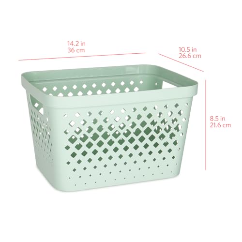 Glad Plastic Storage Basket Set, Value Pack of 6 | Open Storage Bins for Shelves, Bathroom, Pantry, Closet | Nesting Organizer Boxes with Handles, 4 Gallon, Sage - color: Sage, size: 4 Gallon
