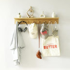 Entryway Coat Rack Hooks with Shelf, Sturdy Wooden Floating WallOrganizer Shelf with 4 Hooks siutable for Entrance, Mudroom, Kitchen, Bathroom,.etc(2pc-Oak Finish) - color: Oak 2PC