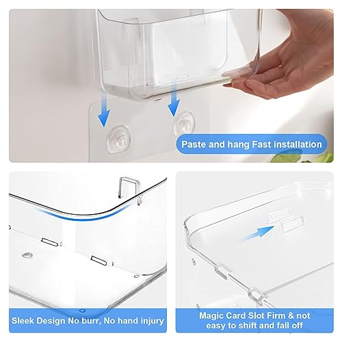 Diesisa 3pc Acrylic Wall Mount Organizer, Adhesive Clear Shower Caddies,Acrylic Soap Basket for wall,No Drilling Hang Walls,with Self Adhesive Tape, for Bathroom, Kitchen, Living Room - color: Clear - 3 Baskets