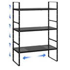 Expandable Kitchen Cabinet Shelf Organizer Rack Heavy Duty Metal Spice Rack Stackable Kitchen Counter Storage Shelf for Kitchen Cabinet Pantry Bathroom (Black - 16.5"-27" L x 8" W x 9.6" H - 3Pack) - color: Black - 16.5"-27" L X 8" W X 9.6" H - 3pack