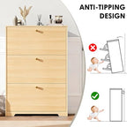 Nicetree Shoe Cabinet with 2 Flip Drawers，Freestanding Shoe Storage Cabinet, Narrow Shoe Organizer Cabinet, Farmhouse Slim Shoe Rack Cabinet for Entryway,Natural Oak with Hook - color: Natural Oak, style: 3-Drawers with Hook