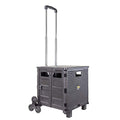 dbest products Quik Cart Elite Stair Climber Wheeled Rolling Crate Teacher Utility With seat Heavy Duty Collapsible Basket With Handle, Black - color: Black, style: Elite Stair Climber