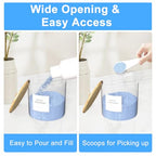 3+1 Pack Laundry Pods Containers & Dryer Sheet Holder & Laundry Detergent Dispenser, Laundry Room Organization and Storage Jars with Lids, Labels and Scoops for Scent Booster, Powder, Pods - color: Wood