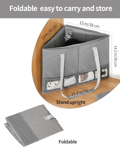 2 Pack Rigid Hanger Organizer, Triangle Storage Bin with Lid, Hanger Holder Stand for Space Saving, Clothes Organizer Stacker for Closet Laundry Rooms - color: Gray