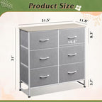 WLIVE Fabric Dresser for Bedroom, 6 Drawer Double Dresser, Closet Dresser with Fabric Bins, Chest of Drawers for Closet, Living Room, Hallway, Light Grey - color: Light Grey