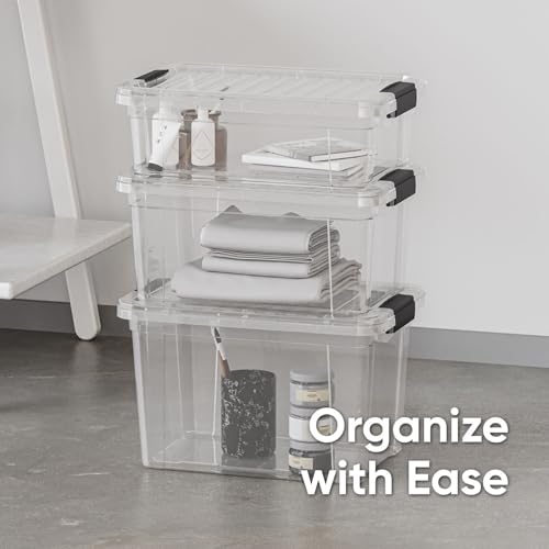 Superio 7.4 Quart Clear Plastic Storage Bin with Lid, Non-Toxic, BPA Free, Odor Free, Organizer Storage Box, Stackable Plastic Tote for Home, Garage, School, and Office - size: 7.4 Qt