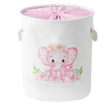 INough Laundry Baskets Kids Laundry Hamper, Pink Baby Hamper Elephant Basket Large Collapsible Kids Hamper with Handles Waterproof Round Linen Storage Basket for Toddler/Girls (Pink Elephant) - color: Pink Elephant