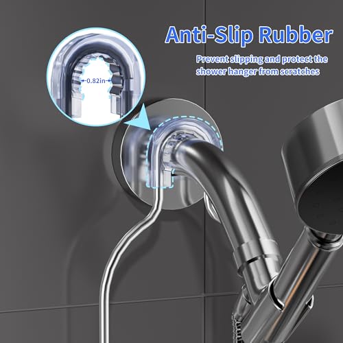 DAOYA Shower Caddy Hanging - Over Shower Head Caddy, 0.82 inch Universal with 2 Shelves, Soap Holder, Toothbrush Holder & Reusable Suction Hook, Complete Silver Bath Organizer Set - color: Silver