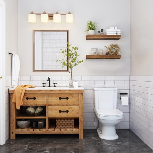 QEEIG Floating Shelves for Wall Bathroom Shelf Bedroom Kitchen Living Room Farmhouse Small Book Shelf 16 inch Set of 2, Brown (015-BN2) - color: A. Brown, size: 2pcs