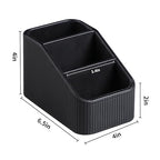 Remote Control Holder, PU Leather Nightstand Organizer Bedside Caddy with 3 Compartments, Small Desk Organizer for Remote/Pen/Glasses/Phone (Black) - color: Black
