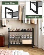 CHOEZON Shoe Rack, 3-Tier Shoe Rack for Closet, Metal Shoe Storage Organizer, Shoe Rack for Entryway, Shoe Shelf with Adjustable Feets, for Entryway, Hallway, Living Room, Bedroom, Black TXJ13BB - size: 30"L x 10.4"W x 22.6"H