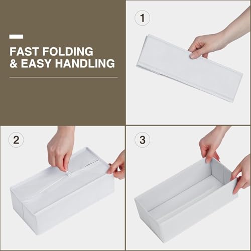 DIMJ Drawer Organizer Clothes 15 Pack - Foldable Baby Organizers and Storage & Dresser Organizer for Bedroom, Closet - Nursery Organization Dresser Dividers for underwear, Sock,Bra, Belt, Tie, White - color: White, size: 15 Pack