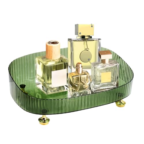 Perfume Organizer, Bathroom Vanity Tray, Acrylic Makeup Trays for Dresser Top, Countertop Decorative Plastic Decor Tray, Perfume Organizer for Women, organizador de perfumes Dark Green - color: Green