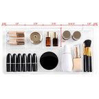 Oubonun Expandable Drawer Organizer 11.1” to 19.2” Width, Shallow Cosmetic Organizer 1.3” Height, 4 Packs, Clear Plastic Storage Trays for Dressing Table,Bathroom - style: Shallow 4 Packs
